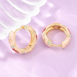 Brass Enamel Hoop Earrings&nbsp;KK-CBA8324-13G