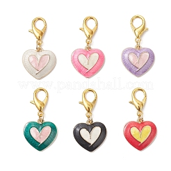 6Pcs Alloy Enamel Heart Pendant Decorations&nbsp;HJEW-JM04234