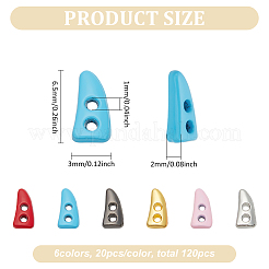 120Pcs 6 Colors 2-hole Alloy Horn Buttons&nbsp;FIND-FG0003-38