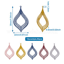 50Pcs 5 Colors 430 Stainless Steel Filigree Pendants&nbsp;STAS-PJ0001-15