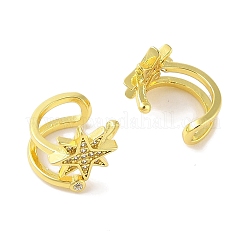 Brass Micro Pave Clear Cubic Zirconia Cuff Earrings for Women&nbsp;EJEW-I305-45G