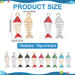 100Pcs 10 Styles Golden Tone Alloy Enamel Pendants&nbsp;ENAM-ME0001-25