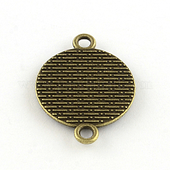 Flat Round Tibetan Style Alloy Connector Cabochon Settings&nbsp;TIBE-S297-13AB-FF