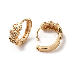 Brass Micro Pave Cubic Zirconia Hoop Earrings&nbsp;EJEW-C073-32KCG