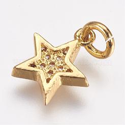 Brass Micro Pave Cubic Zirconia Charms&nbsp;ZIRC-G087-35G