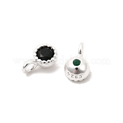 925 Sterling Silver Pave Cubic Zirconia Flat Round Charms&nbsp;STER-K188-05S