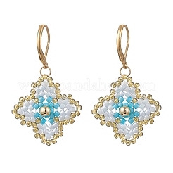 3 Pairs Handmade Glass Seed Beads Flower Leverback Earrings&nbsp;EJEW-MZ00578