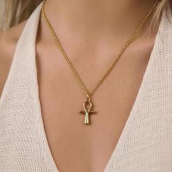Religion 304 Stainless Steel Ancient Egyptian Ankh Cross Pendant Twisted Chain Necklaces&nbsp;SP7905-1