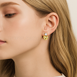 2Pairs 2 Colors Heart Rack Plating Brass Micro Pave Clear Cubic Zirconia Stud Earrings&nbsp;EJEW-GO0001-09