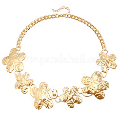 Alloy Big Small Textured Flower Link Chain Necklaces for Women&nbsp;FS-WG4F9B9-01