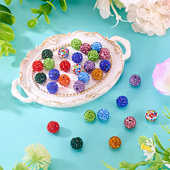30Pcs Glass Rhinestone Clay Pave Round Beads&nbsp;RB-TA0001-27B