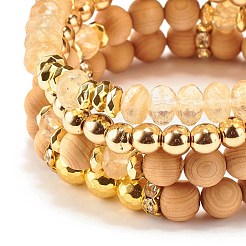 4Pcs 4 Style Synthetic Watermelon Stone & Hematite & Wood Beaded Stretch Bracelets Set&nbsp;BJEW-JB07625