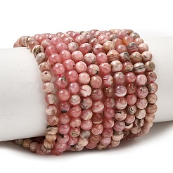 Round Natural Rhodochrosite Bead Strands&nbsp;G-F289-21-4mm-01
