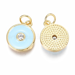 Brass Micro Pave Clear Cubic Zirconia Charms&nbsp;ZIRC-B002-32G-B
