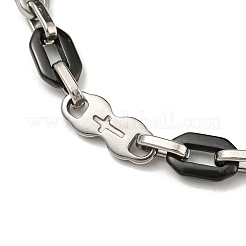 Two Tone 201 Stainless Steel Oval & Cross Link Chain Bracelet&nbsp;BJEW-B078-43BP