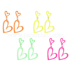 4 Pairs 4 Colors Fashionable Stainless Steel Acrylic Dangle Stud Earrings&nbsp;EJEW-TA0001-72