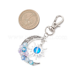 Synthetic Moonstone & Alloy Moon Sun Pendant Decorations&nbsp;HJEW-JM04647-01
