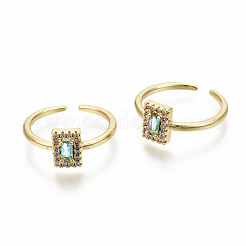 Brass Micro Pave Cubic Zirconia Cuff Rings&nbsp;RJEW-S045-039G-NR