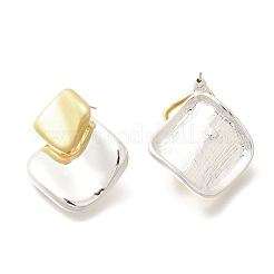 Brass Rhombus Stud Earrings for Women&nbsp;LS-EJEW-A121-14