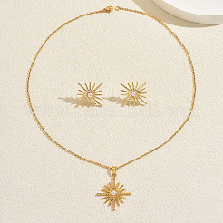 Stainless Steel Sun Stud Earrings & Pendant Necklaces Sets for Women&nbsp;EN4701