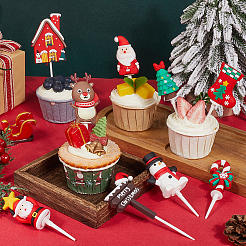 24Pcs 12 Styles Christmas Plastic Cake Toppers&nbsp;AJEW-SC0003-53B