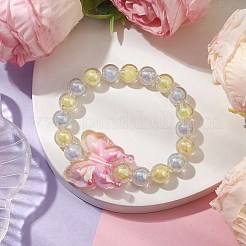 AB Color Round Acrylic Beaded Stretch Bracelets&nbsp;BJEW-JB10537