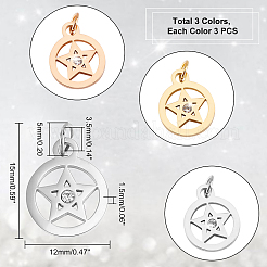 9Pcs 3 Colors 316 Surgical Stainless Steel Charms&nbsp;STAS-DC0009-36