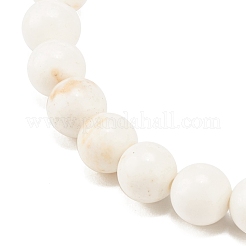 Synthetic Turquoise(Dyed) & Hematite & Natural White Jade Beaded Stretch Bracelet with Cross&nbsp;BJEW-JB08287