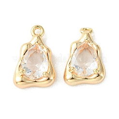 Brass Micro Pave Clear Cubic Zirconia Charms&nbsp;KK-L208-09G-A