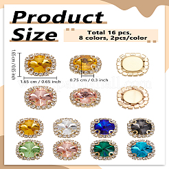 16Pcs 8 Colors Sew on Rhinestone&nbsp;GLAA-LP0001-26