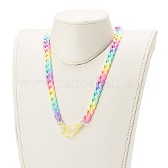 Personalized Rainbow Acrylic Curb Chain Necklaces&nbsp;NJEW-JN03514