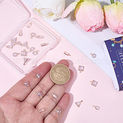 30Pcs 5 Styles Brass Cubic Zirconia Charms&nbsp;ZIRC-SC0001-40