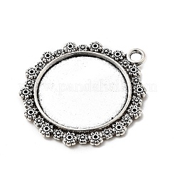 Tibetan Style Alloy Flat Round Pendant Cabochon Settings&nbsp;TIBEP-5353-AS-LF