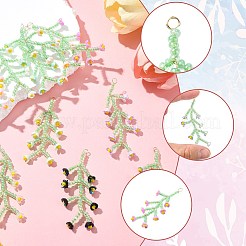 10 Colors Handmade Glass Seed Beaded Flower Pendants&nbsp;PALLOY-CJ00092
