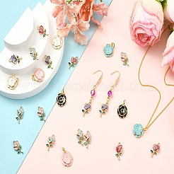 24Pcs 8 Styles Brass Enamel Pendants&nbsp;KK-SZ0003-20