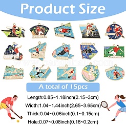 15Pcs 15 Styles Sports Alloy Enamel Pendants&nbsp;ENAM-YW0008-46