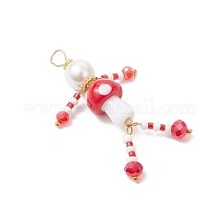 Glass Seed Beaded Mushroom Human Pendants&nbsp;PALLOY-MZ00824