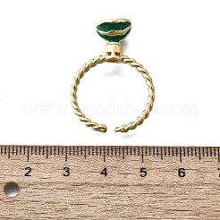 Brass Enamel Open Cuff Rings for Women&nbsp;RJEW-F179-08G-04