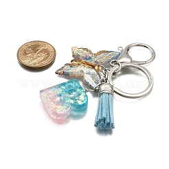 26Pcs Transparent Epoxy Resin & Transparent Acrylic & Faux Suede Tassel Keychain&nbsp;KEYC-JKC01202-02