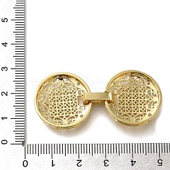 Rack Plating Flat Round Brass Micro Pave Clear Cubic Zirconia Fold Over Clasps&nbsp;KK-H512-08G