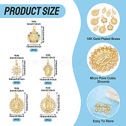 10Pcs 5 Styles Brass Micro Pave Cubic Zirconia Pendants&nbsp;KK-TA0002-40