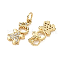 Brass Micro Pave Clear Cubic Zirconia Pendants&nbsp;CU-CBA9AFC-01G-32