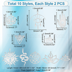 20Pcs 10 Styles 304 Stainless Steel Laser Cut Charms&nbsp;STAS-UN0048-70