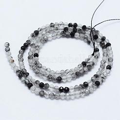 Natural Black Rutilated Quartz Beads Strands&nbsp;G-J369-18-2mm