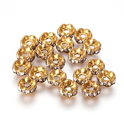 Brass Rhinestone Spacer Beads&nbsp;RB-A014-L6mm-01C