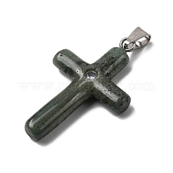 Natural Moss Agate Cross Pendants&nbsp;KK-D021-04D-P