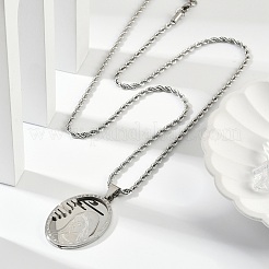 201 Stainless Steel Embossed Virgin Mary Pendant Rope Chain Necklaces&nbsp;NJEW-S387-08P