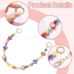 4Pcs Acrylic & Plastic & Resin Bead Heart Apple Bag Extender Chains and Steel Dice Brooches&nbsp;HJEW-YW00110