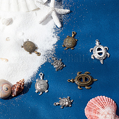 30Pcs 5 Style Alloy Tibetan Style Rhinestone & Pendant Cabochons Setting Sets&nbsp;TIBEP-SC0001-98