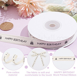 20 Yards Single Face Happy Birthday Printed Cotton Ribbon&nbsp;OCOR-WH0036-41